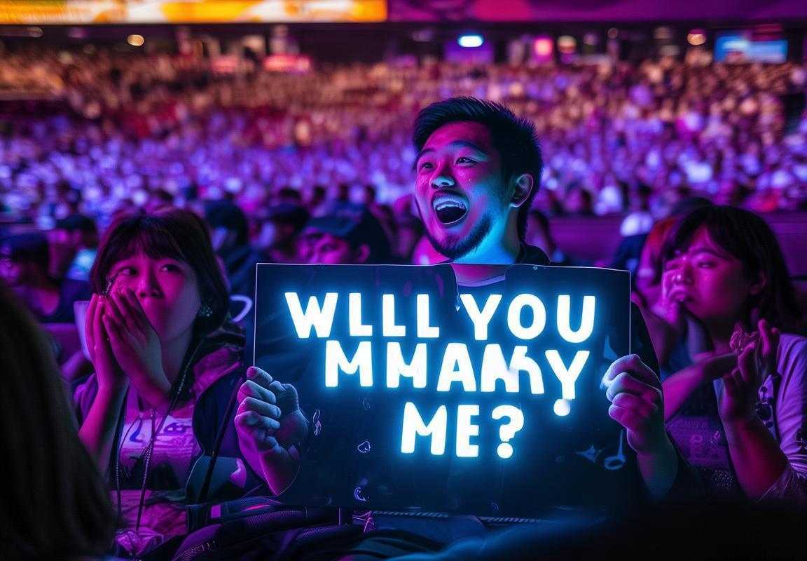 ESL One马来西亚站DOTA2比赛现场求婚灯牌上演电竞浪漫